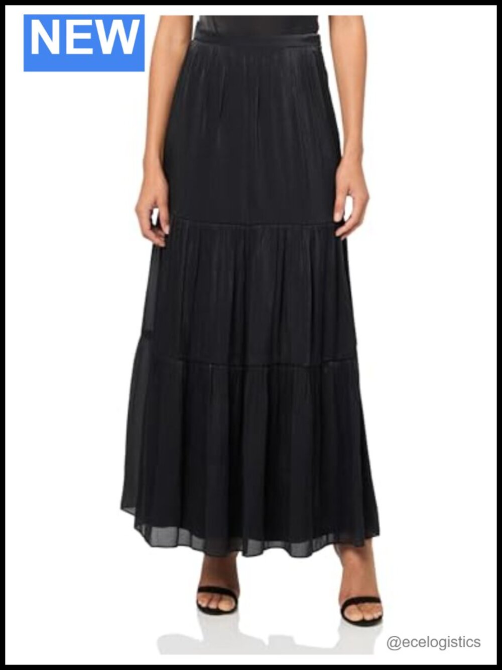 Silky Maxi Skirt Flowy Lightweight Pull-On Casual Professional
